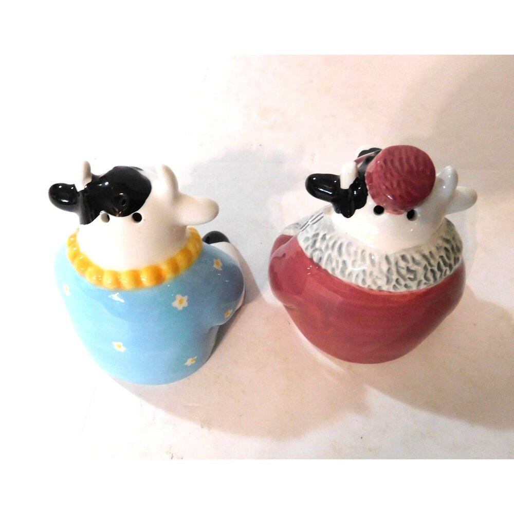Clay Art Coffee Counter Cow Salt & Pepper Shakers 7435 Vintage 1992 Ceramic - Picture 6 of 11
